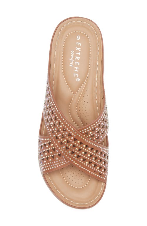 Extreme By Eddie Marc Rhinestone Crisscross Wedge Sandal