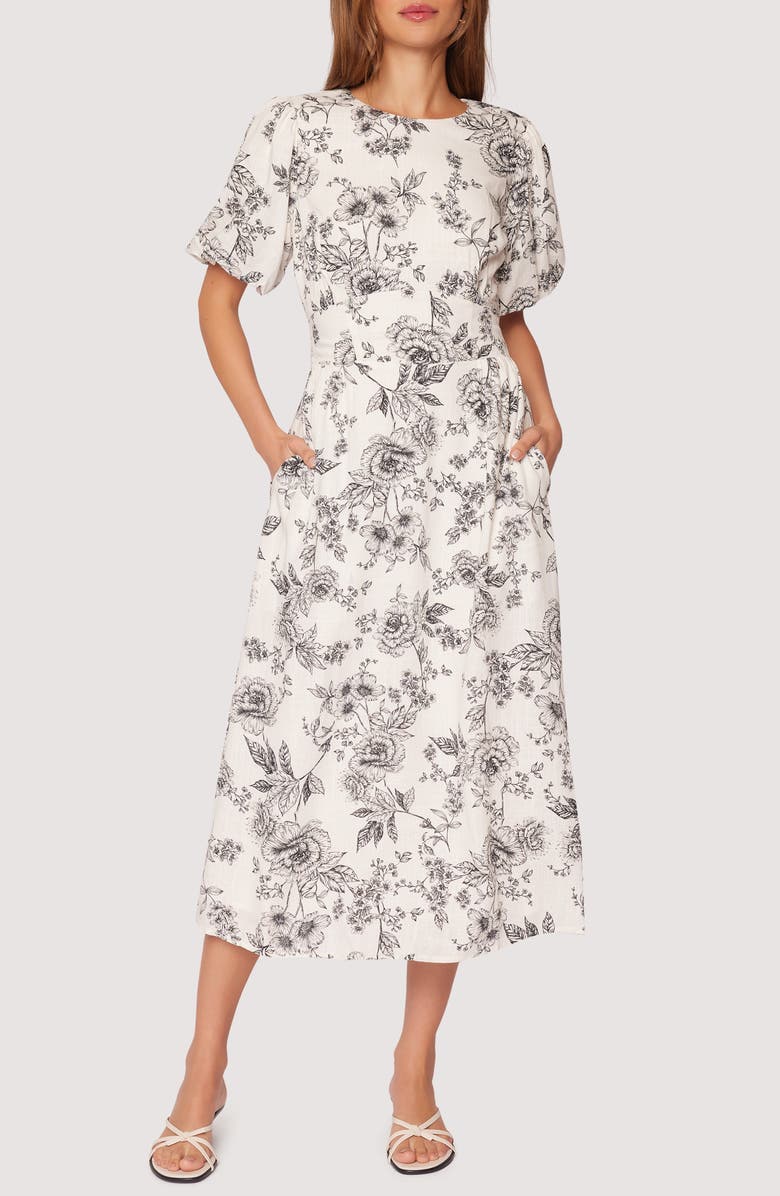 Lost + Wander Rose Haven Short Sleeve Floral Midi Dress, Main, color, 