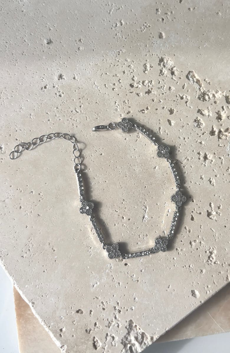 Adornia Crystal Clover Bracelet, Alternate, color, Silver