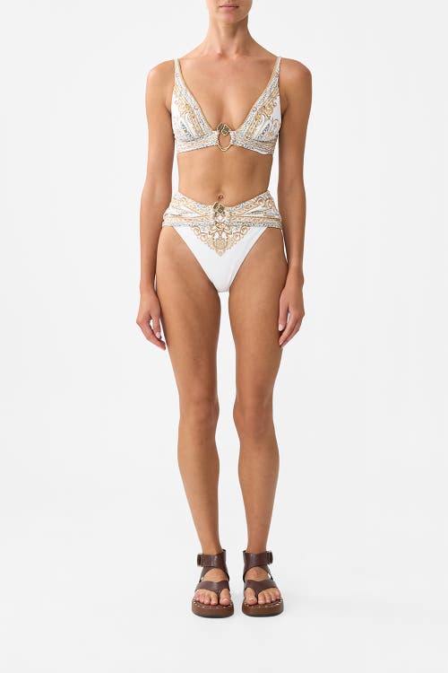 Camilla High Waist Bikini Bottom W Pleat Waist Trim Ottoman Dynasty In Neutral