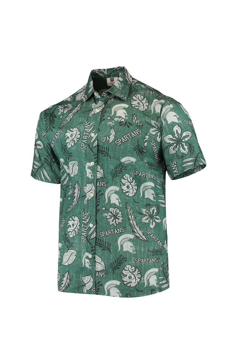 Wes & Willy Men's Wes & Willy Green Michigan State Spartans Vintage Floral Button-Up Shirt, Alternate, color, 