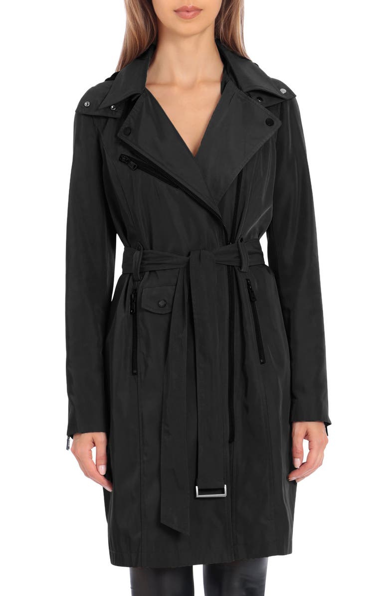 Avec Les Filles Water Resistant Moto Detail Trench Coat, Main, color,