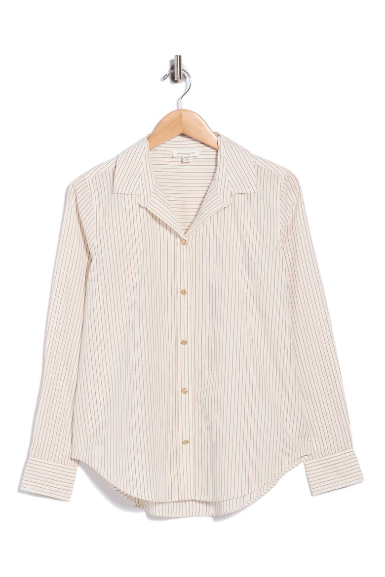 Bentley Stripe Long Sleeve Cotton Button-Up Shirt, Alternate, color, CINNAMON