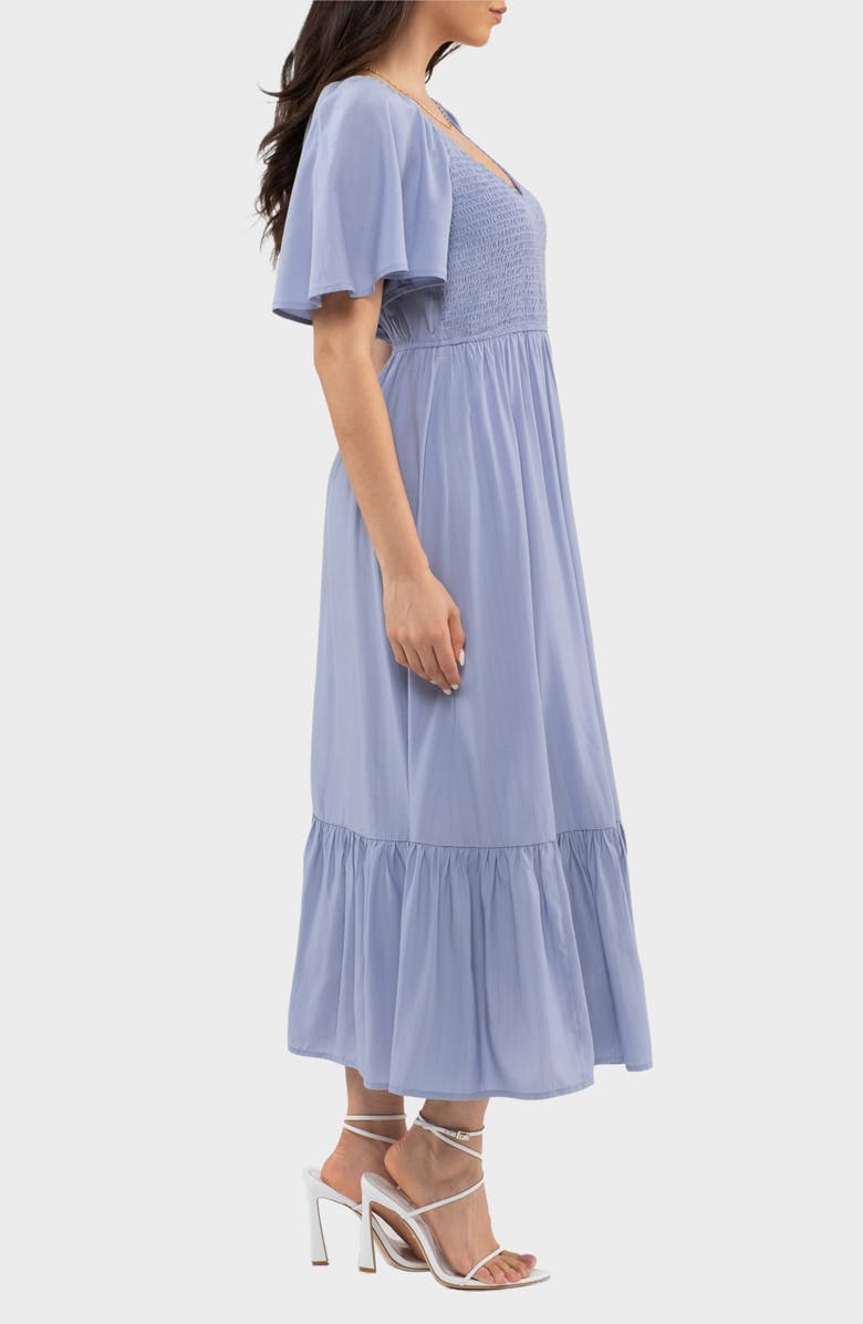 AUGUST SKY Flutter Sleeve A-Line Midi Dress, Alternate, color, Medium Blue