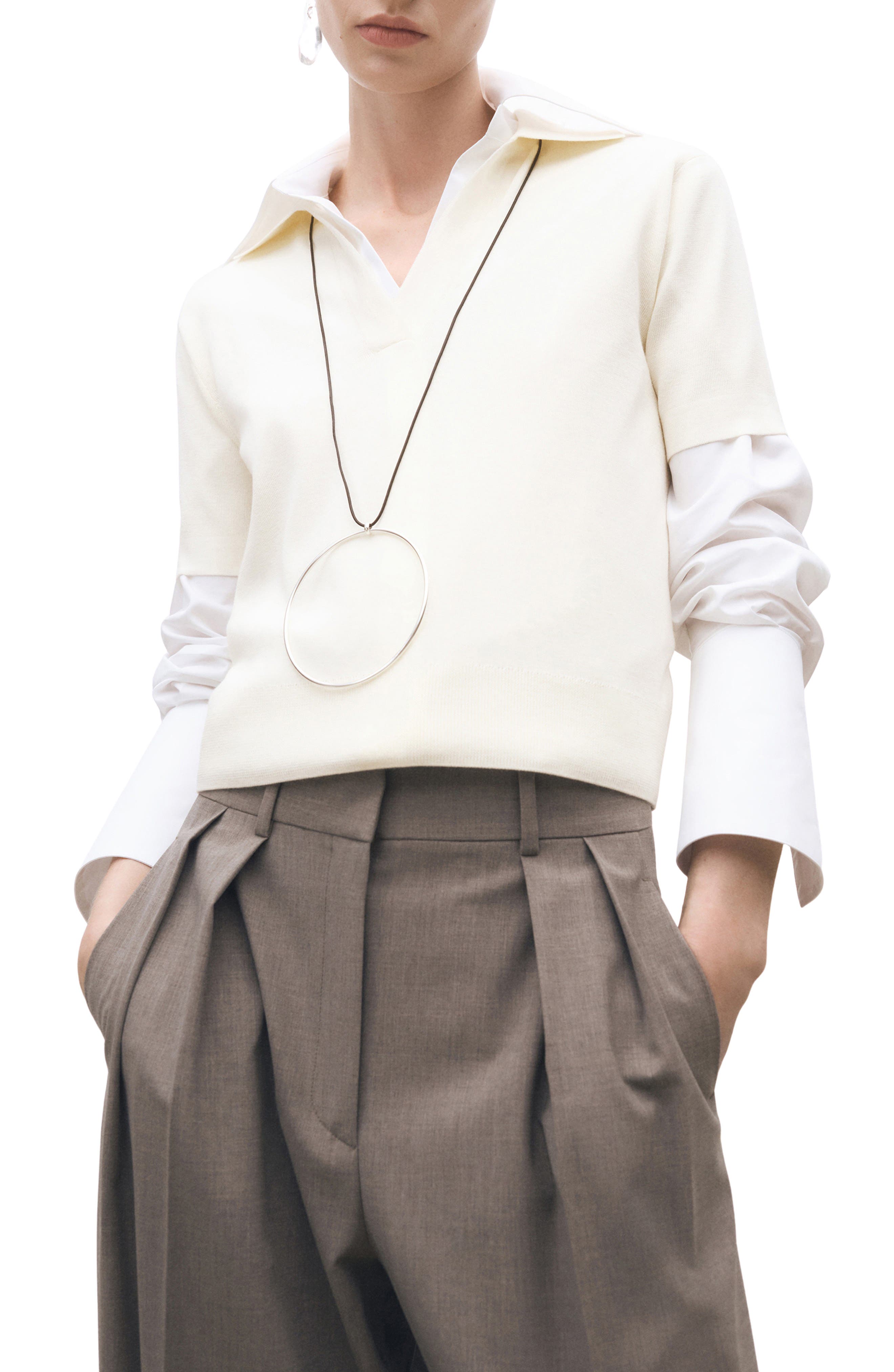 Short Sleeve Cotton & Wool Polo Sweater