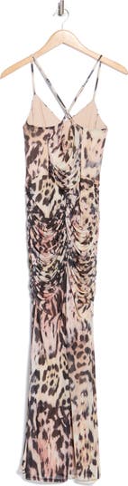 Azula Ruched Mesh Body-Con Dress