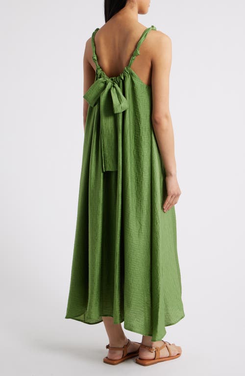 Frnch Lauria Twist Strap Texture Maxi Dress In Vert