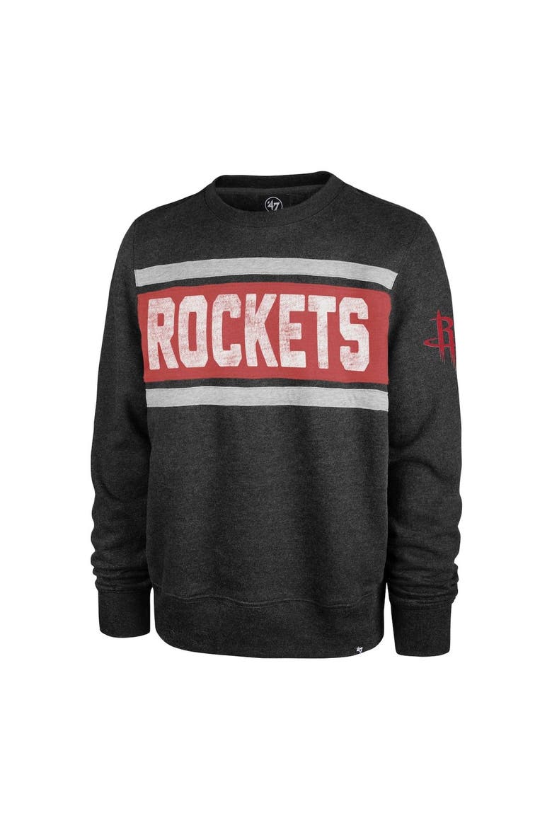 Men's '47 Heather Black Houston Rockets Tribeca Emerson Pullover Sweatshirt, Alternate, color, Heather Black