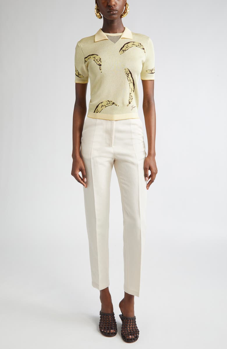 Jacquemus Le Polo Marino Jacquard Polo, Alternate, color, Banana Jacquard Yellow