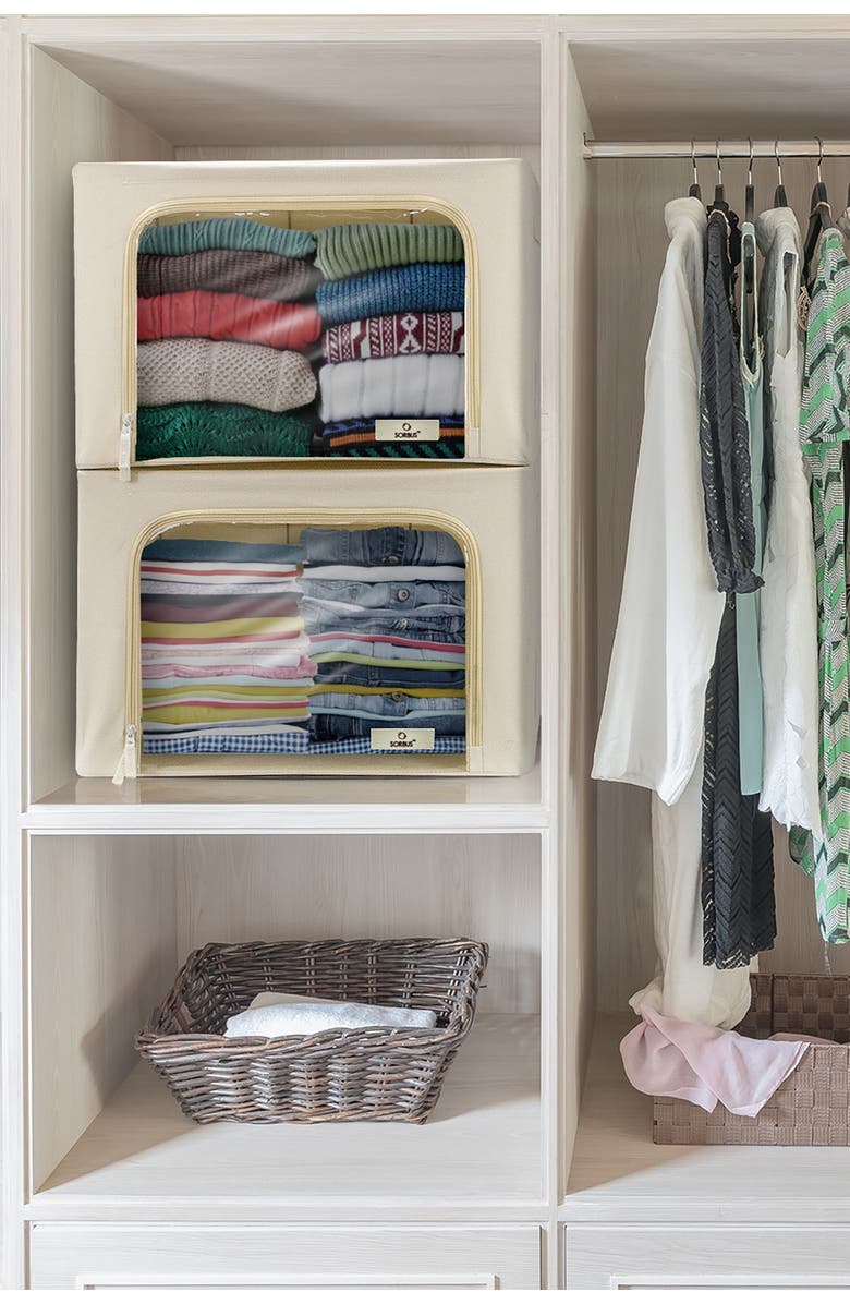 SORBUS Beige Windowed Storage Box - Set of 2, Alternate, color, 