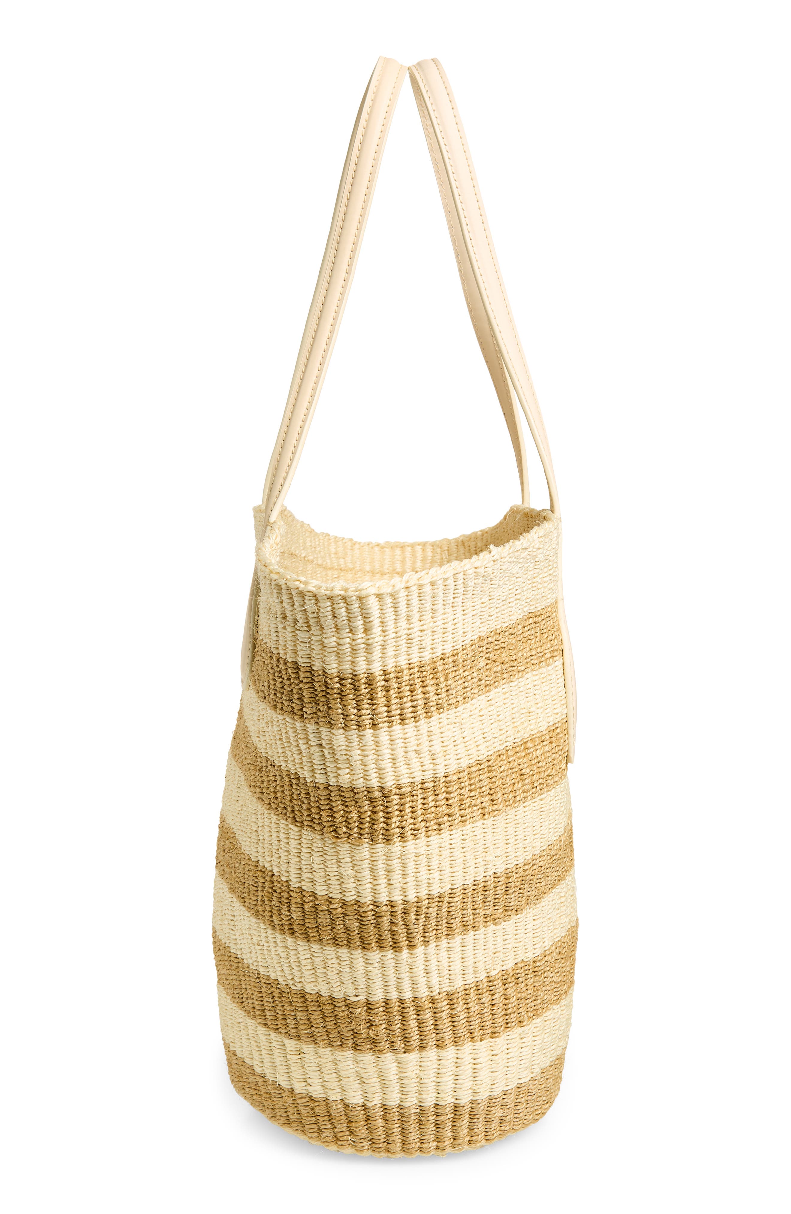 LIFFNER Straw Basket Tote, Alternate, color, Cream Beige Striped
