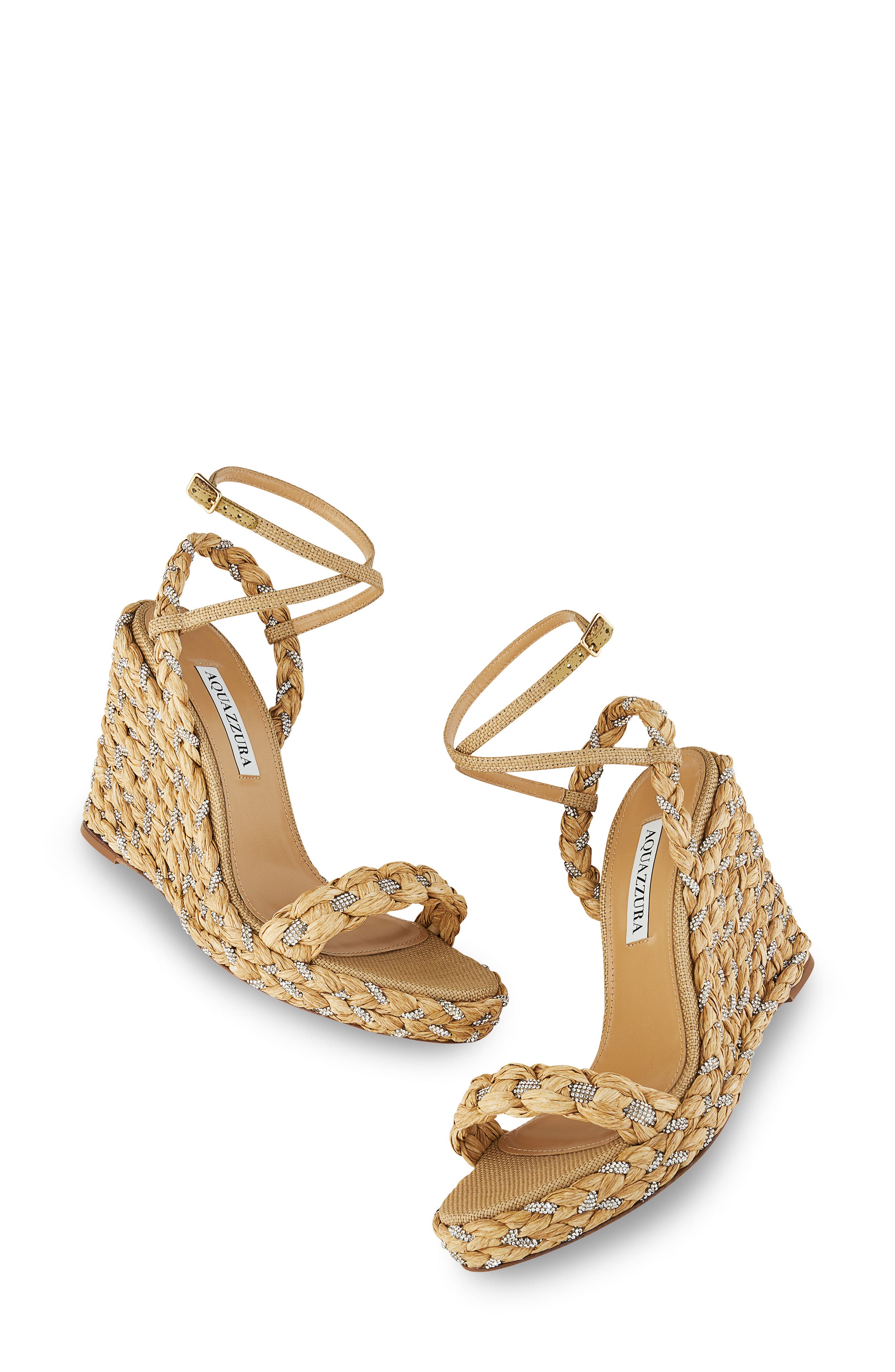 Aquazzura Costeria Wedge Sandal, Alternate, color, Natural