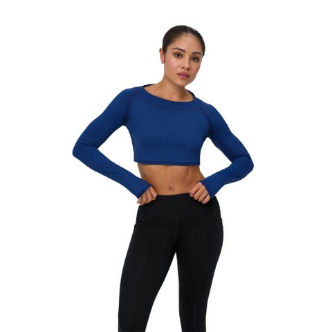 Women's Long Sleeve Crop Top Shirt for Sun and UV Protection