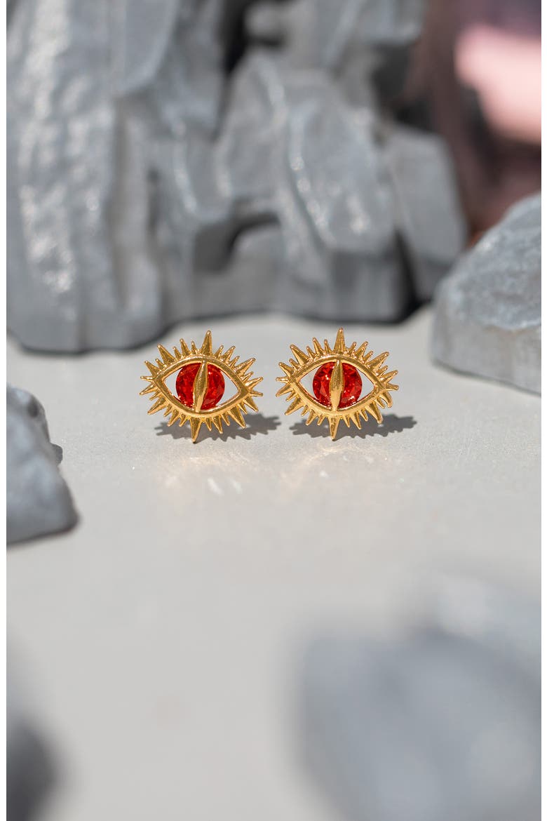 Lord of the Rings Eye of Sauron Stud Earrings, Alternate, color, GOLD/ RED