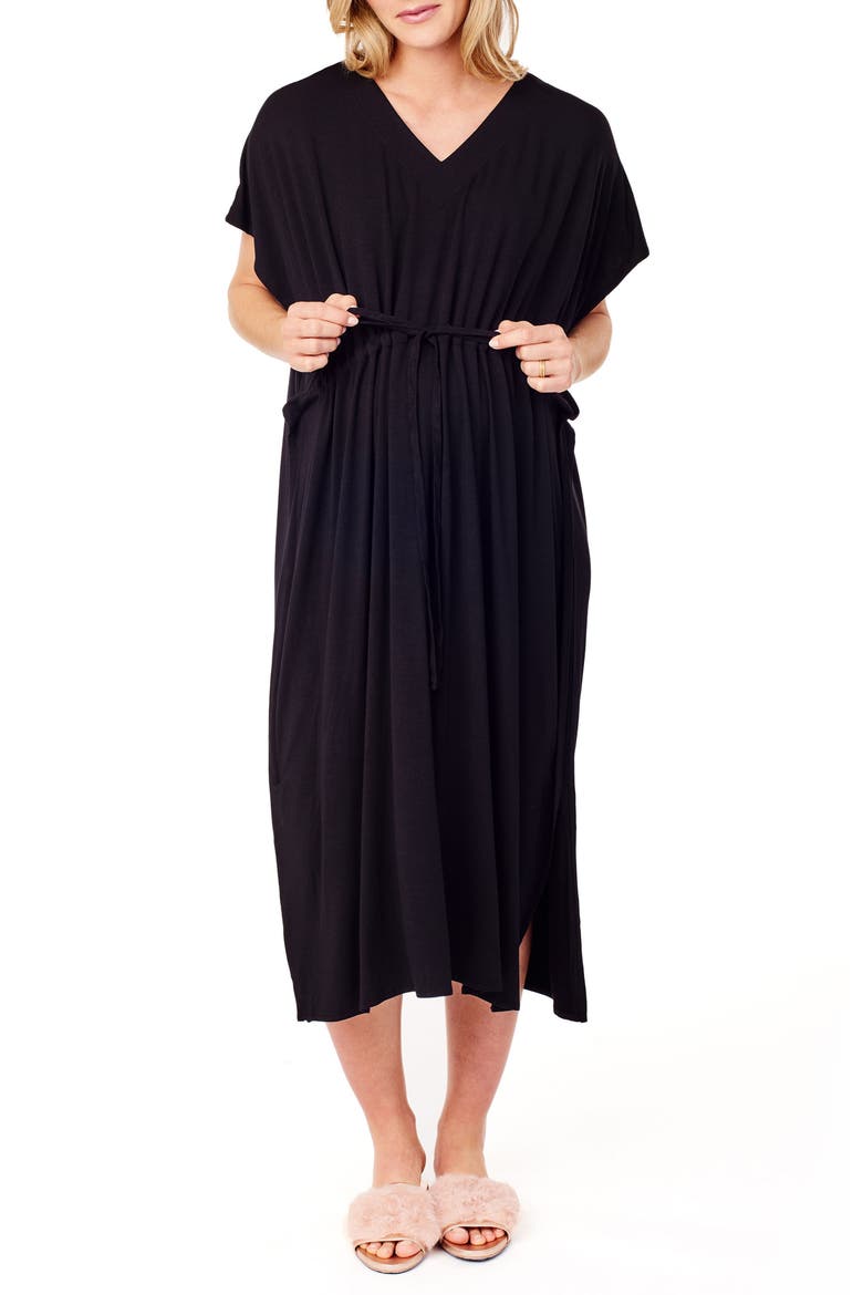 Ingrid & Isabel® x James Fox & Co. Maternity/Nursing Hospital Gown, Main, color, JET BLACK