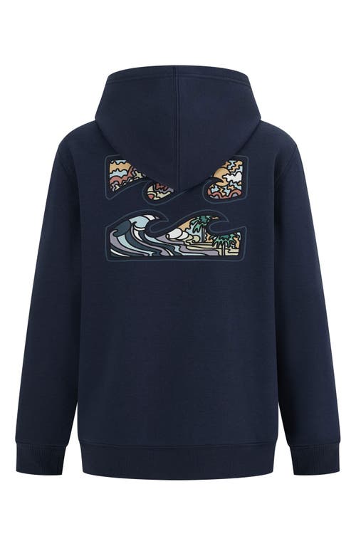 Billabong Kids' Crayon Wave Cotton Blend Fleece Hoodie In Blue