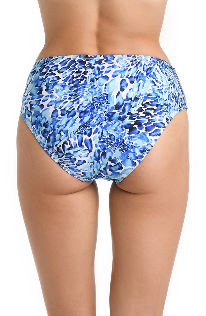 La Blanca Cheetah Mid-Waist Overlap Sash Band Bikini Bottoms, Alternate, color, 