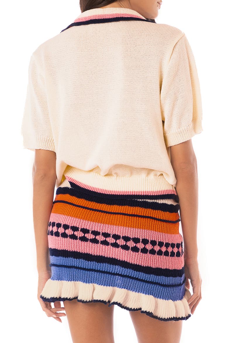 Nela Cover-Up Polo Sweater, Alternate, color, BEIGE OVERFLOW