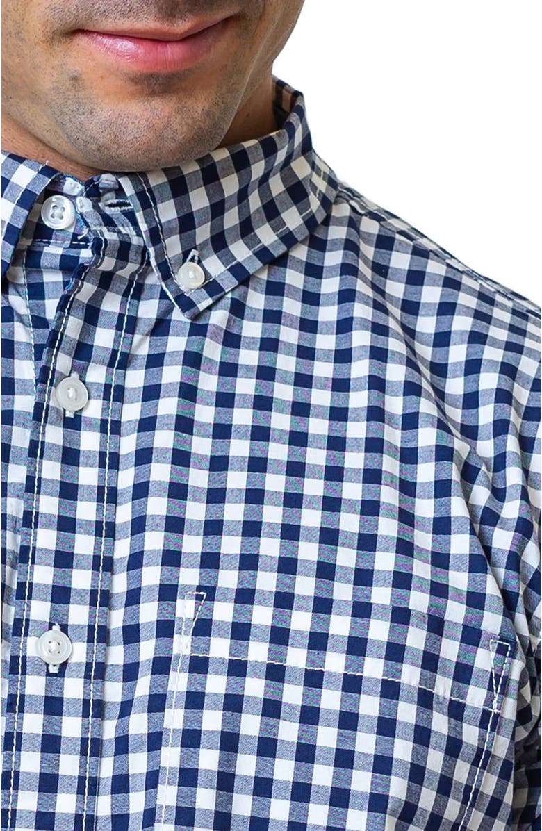Hope & Henry Men's Organic Stretch Poplin Shirt, Alternate, color, Navy Gingham