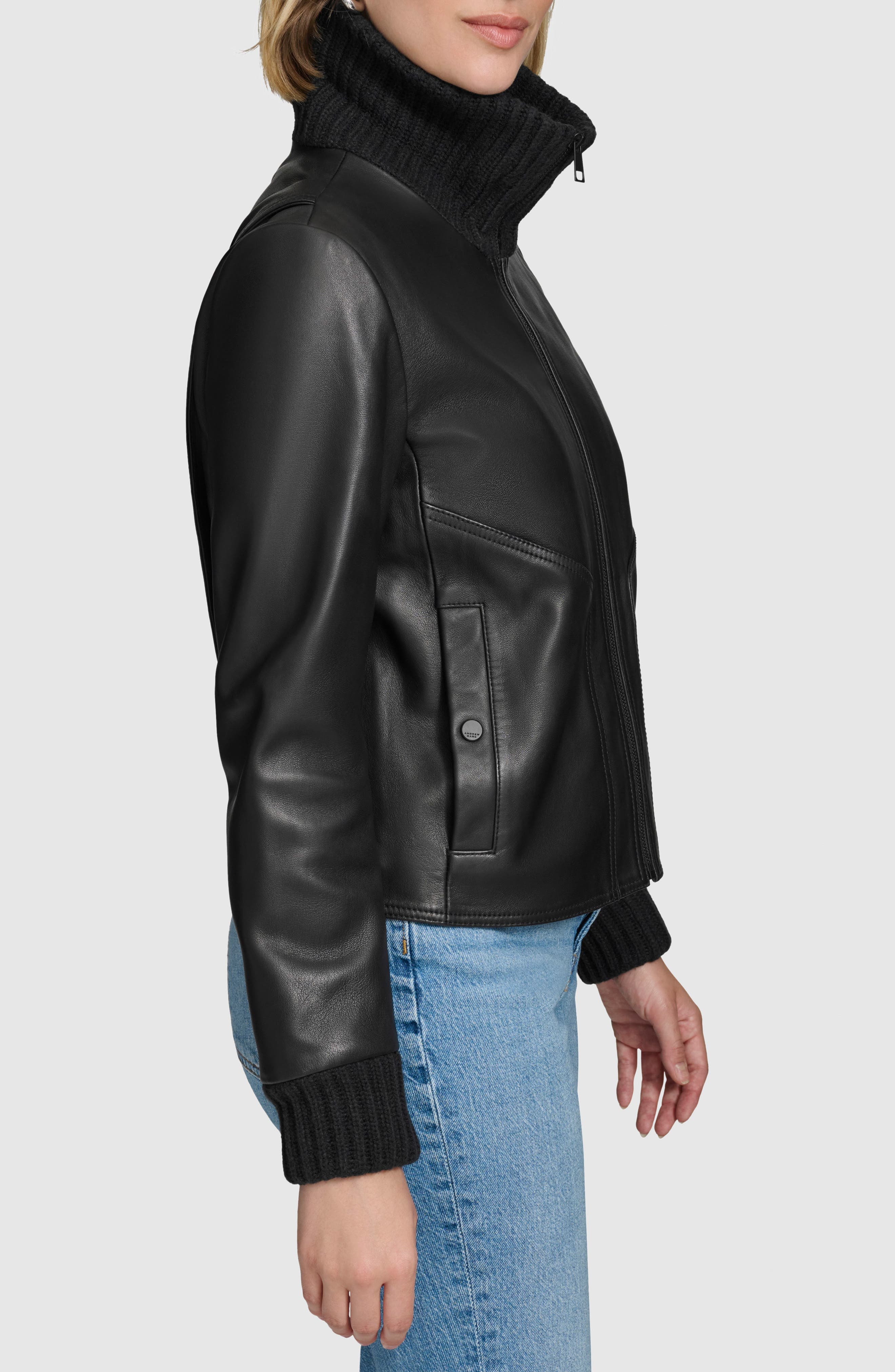 Женские куртки Andrew Marc Beatrix Leather Bomber Jacket — фото 3