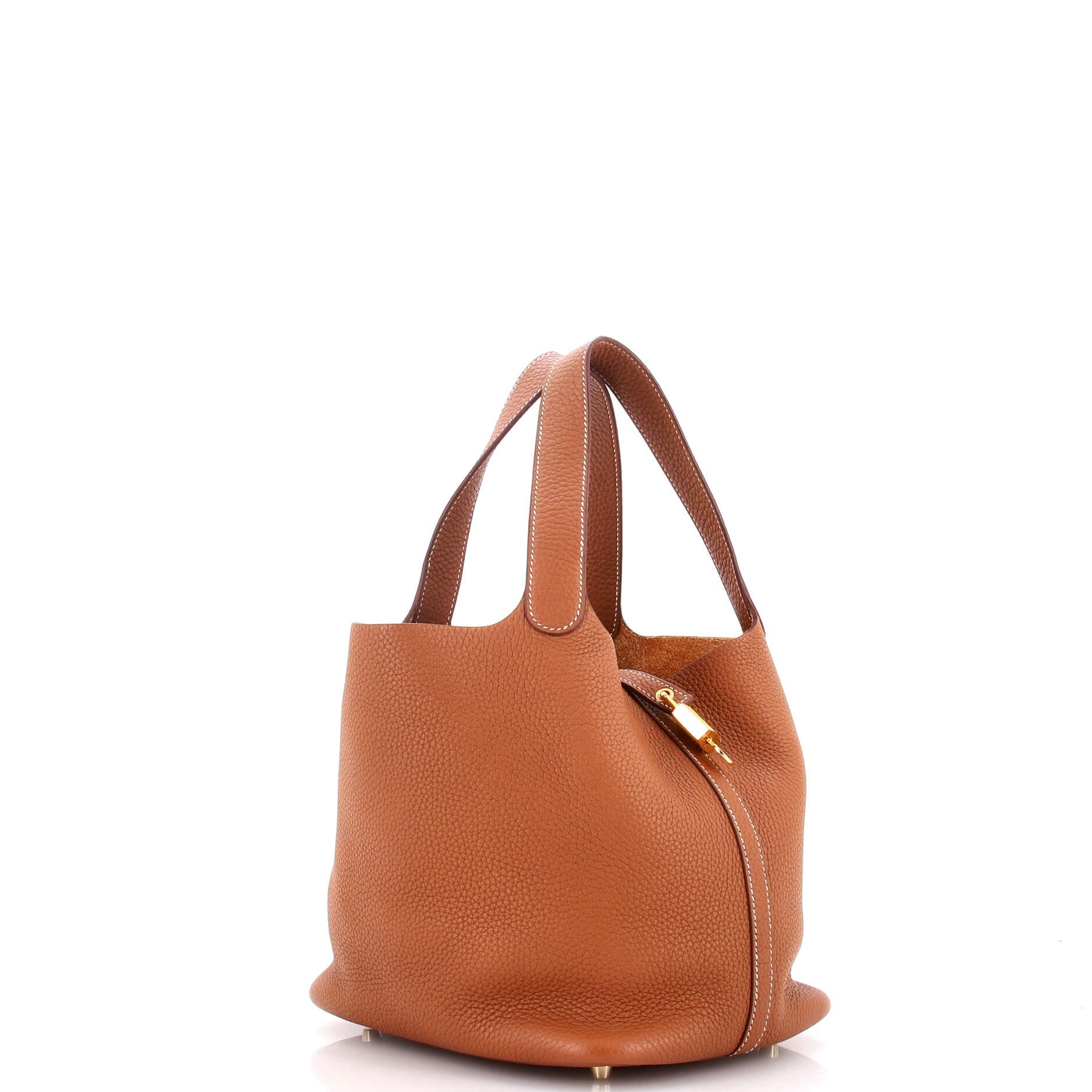 Pre-Owned Hermes Picotin Lock Bag Felt with Leather PM, Alternate, color, Gris Moyen