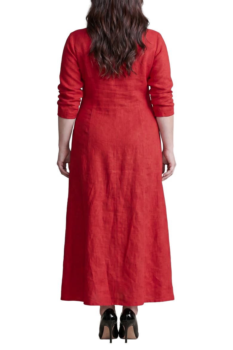 Button Front Slit Maxi Dress, Alternate, color, RED