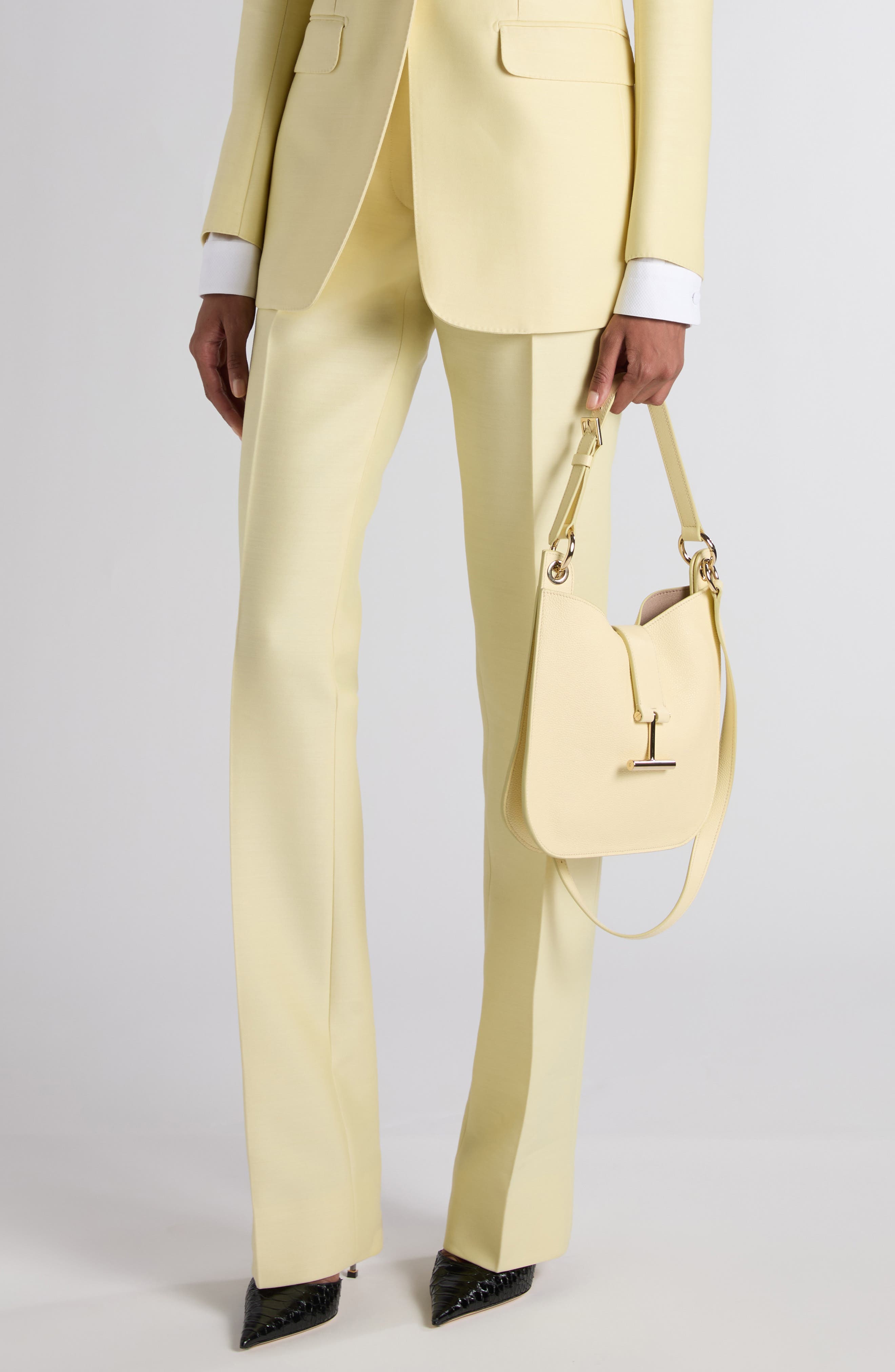 TOM FORD Small Tara Leather Top Handle Bag, Alternate, color, Double Cream