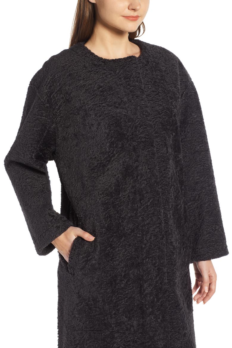 Long Faux Shearling Coat (Nordstrom Exclusive), Alternate, color, GREY PHANTOM