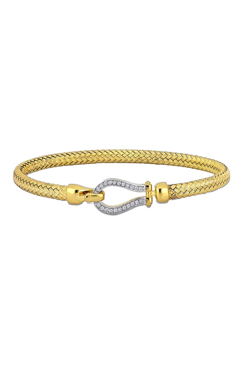 Two-Tone Cubic Zirconia Weave Bracelet, Main, color, WHITE