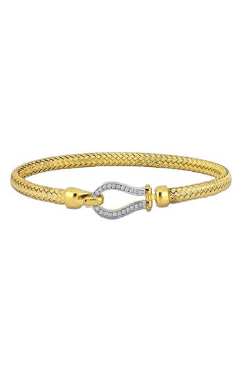 Delmar Two-tone Cubic Zirconia Weave Bracelet In Gold