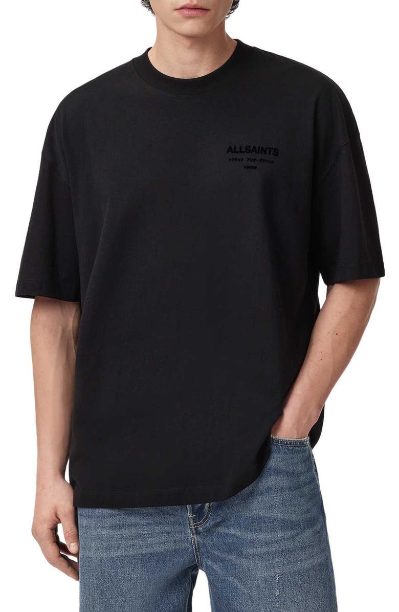 AllSaints Xander Crewneck T-Shirt, Main, color, Jet Black