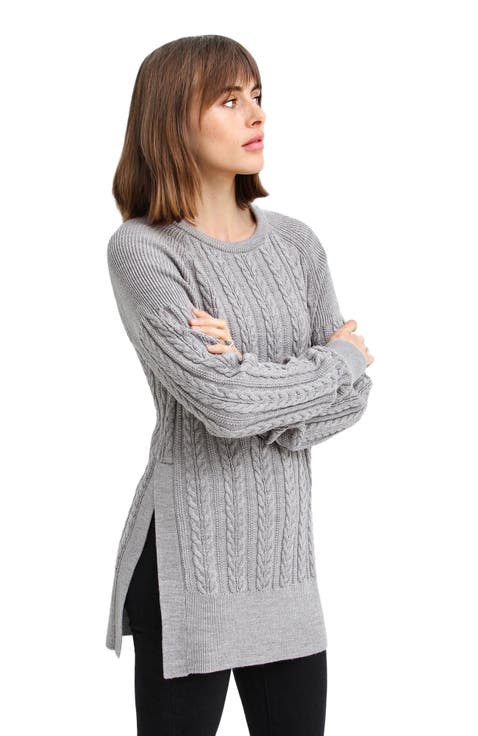 At Last Cable Knit Jumper with Slit