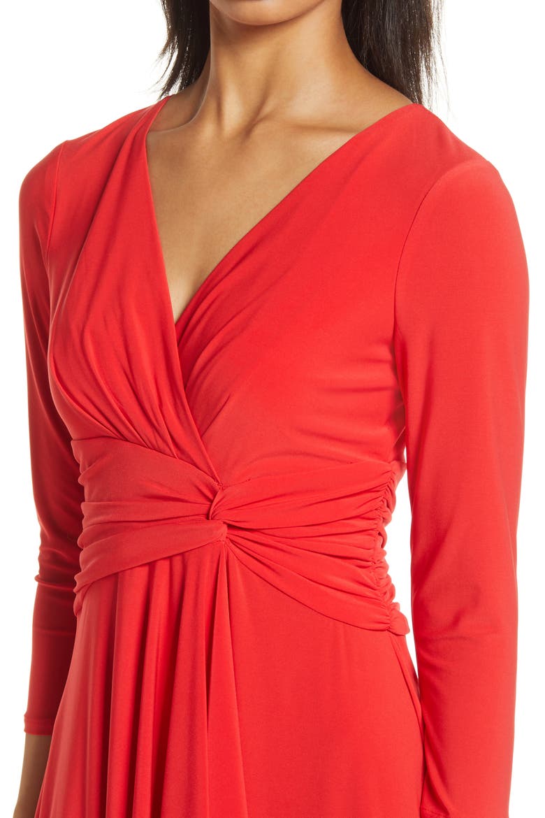 Long Sleeve Faux Wrap Dress, Alternate, color, RED