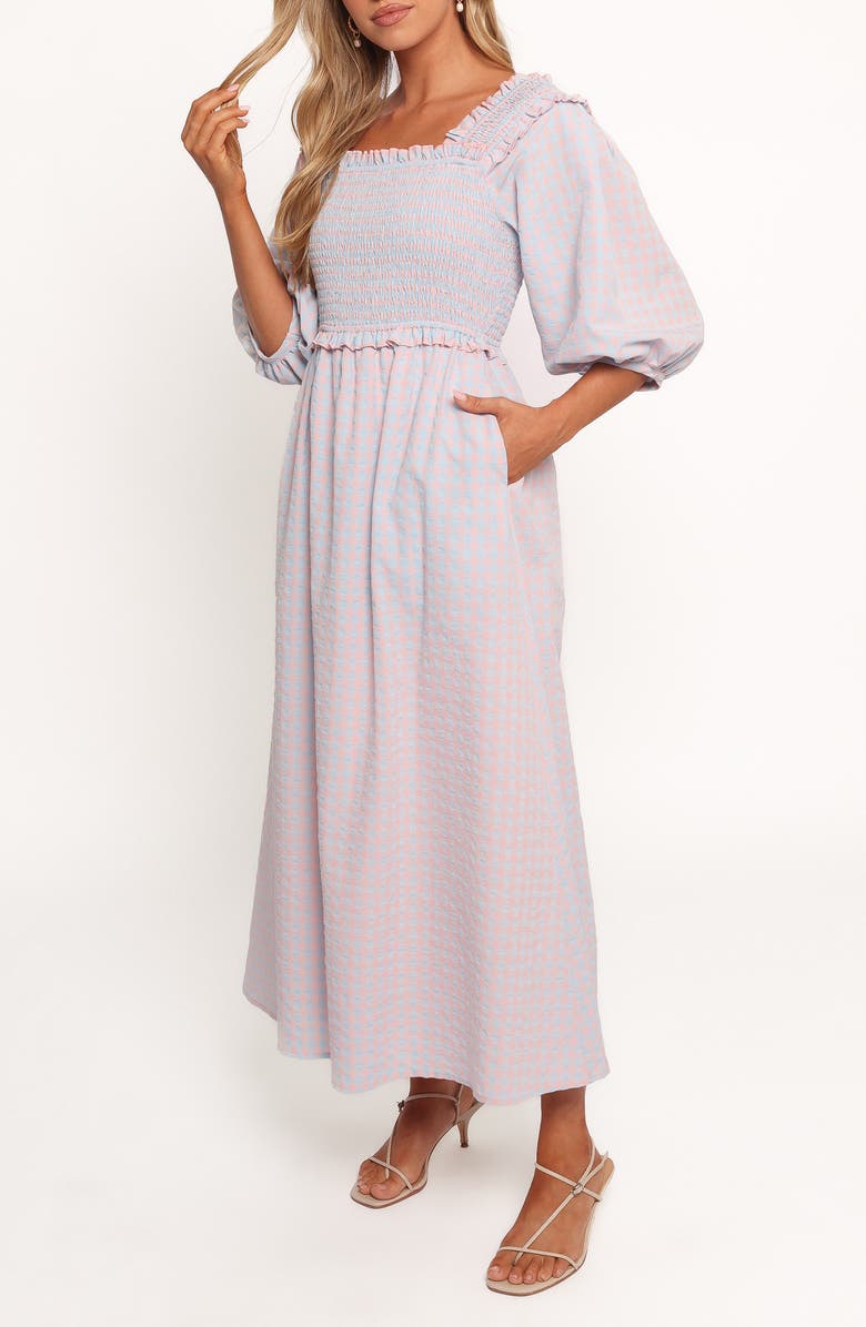 Petal & Pup Lillie Gingham Midi Dress, Alternate, color, Blue Gingham