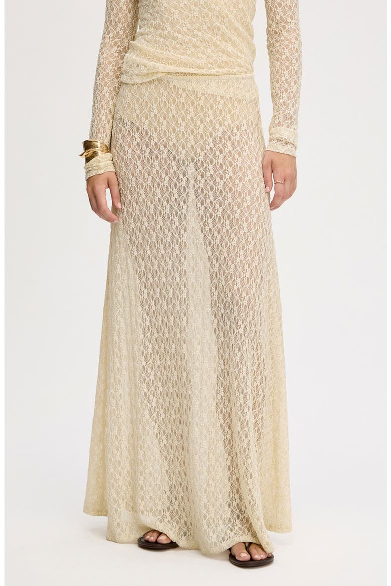 Lace Knit Maxi Skirt, Alternate, color, ALMOND