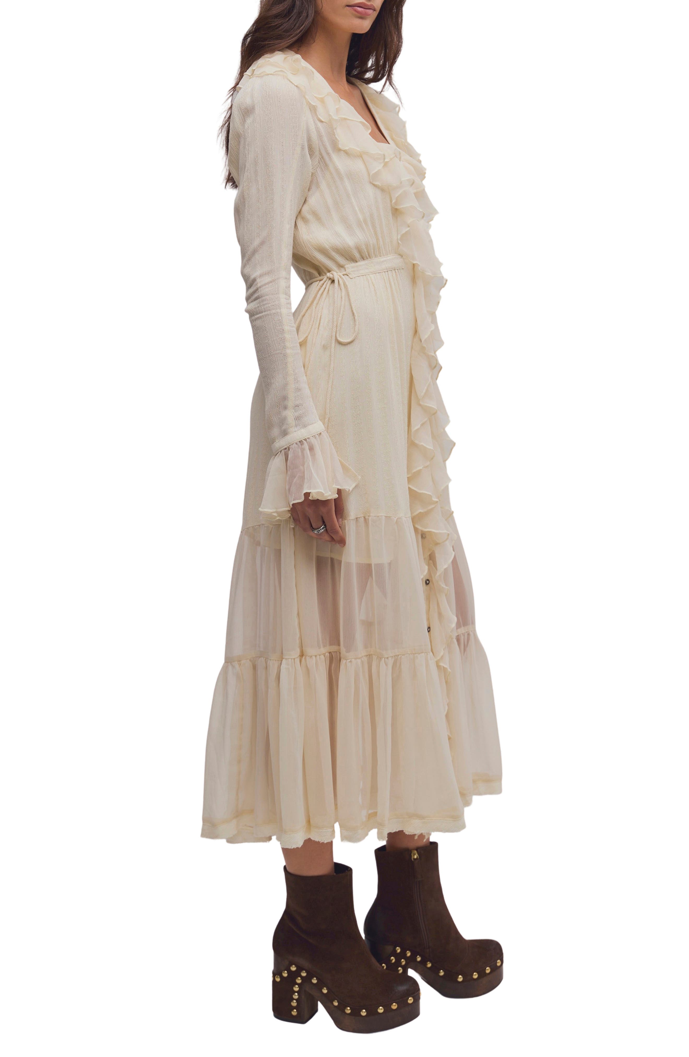 Free People Isla Ruffle Long Sleeve Midi Dress (Women) | Nordstrom