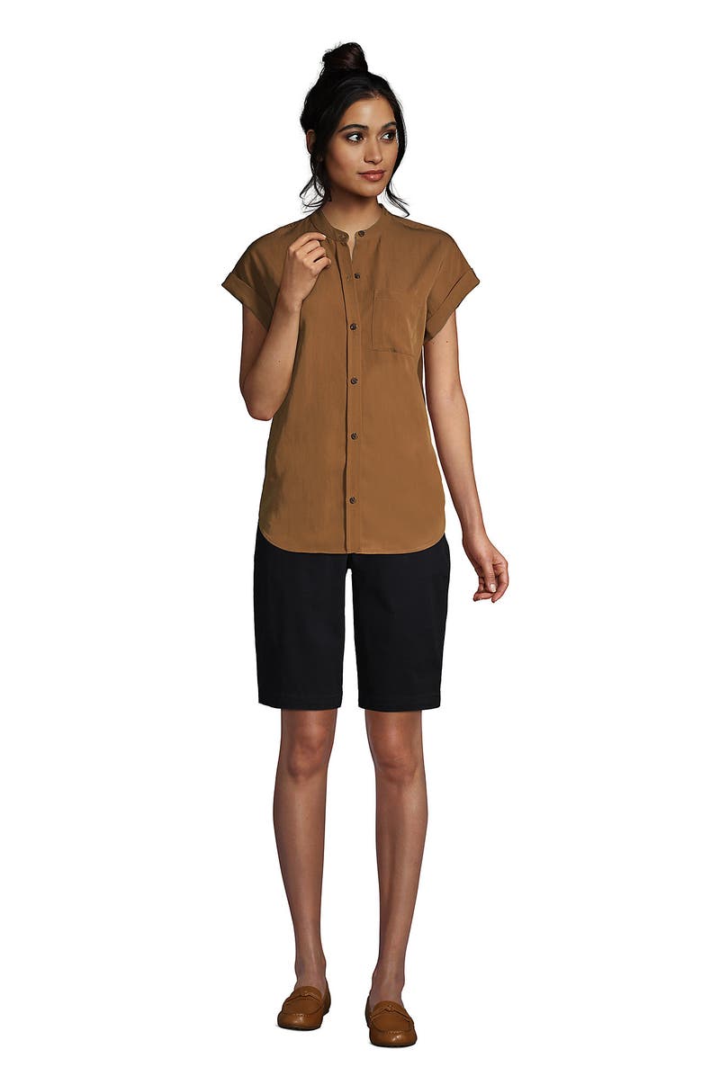 Lands' End Plus Size Mid Rise Elastic Waist Pull On 12" Chino Bermuda Shorts, Alternate, color, 