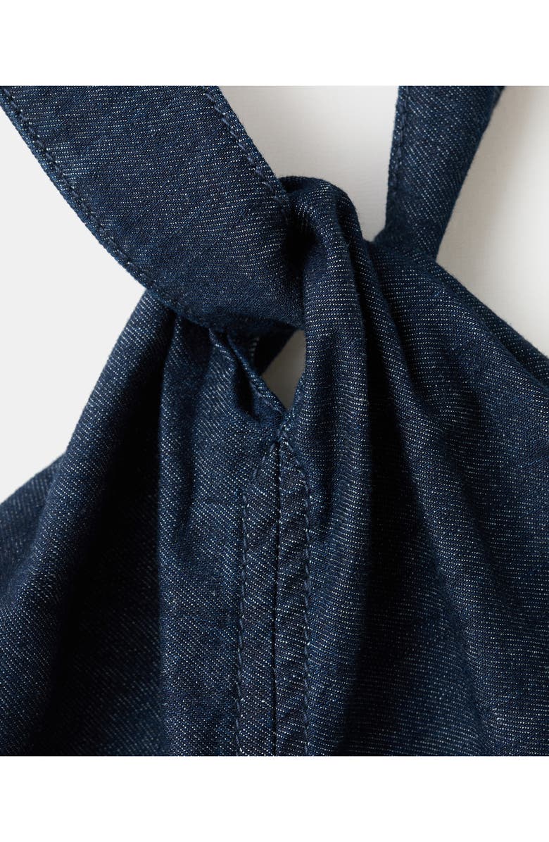 MANGO Cotton & Linen Denim Crop Halter Top, Alternate, color, 