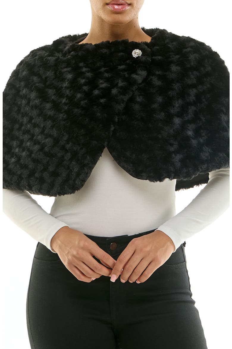 Faux Fur Capelet, Main, color, BLACK