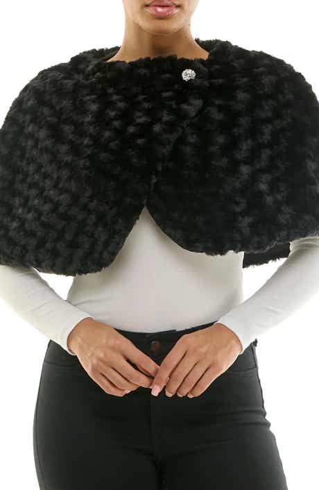 Nina Leonard Faux Fur Capelet