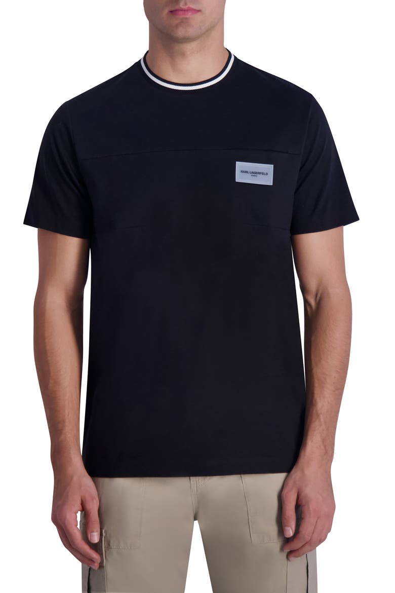 Contrast Crewneck Cotton T-Shirt, Main, color, BLACK