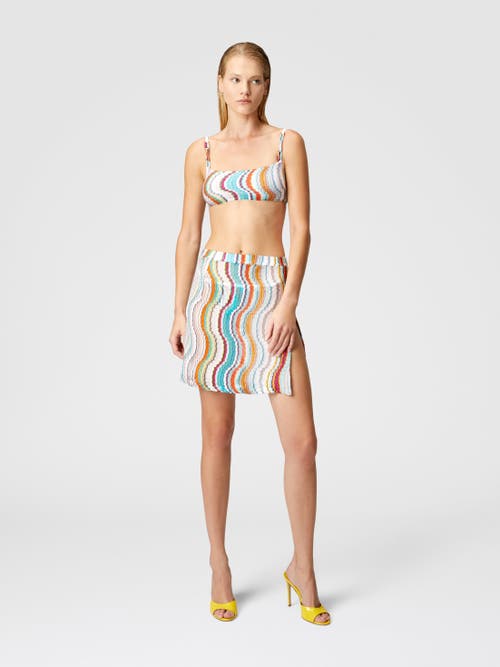 Shop Missoni Cover-up Miniskirt With Lamé Wave Motif And Slit In Multicoloured