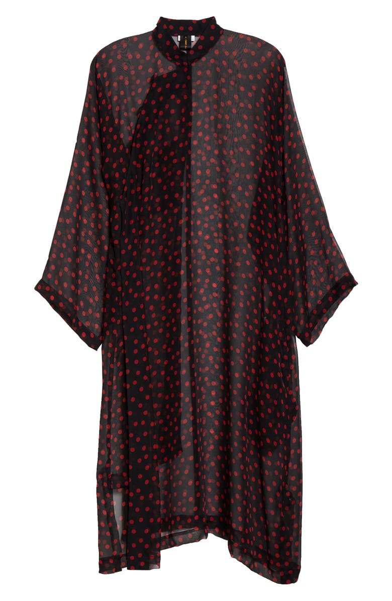 Comme des Garçons Long Sleeve Polka Dot Silk Chiffon Midi Dress, Alternate, color, 