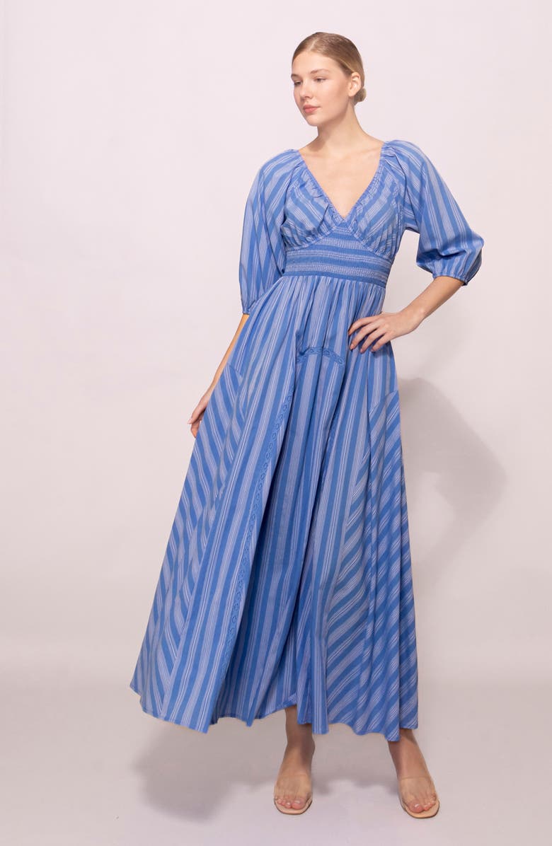 MELLODAY Stripe Maxi Dress, Alternate, color, Blue Stripe