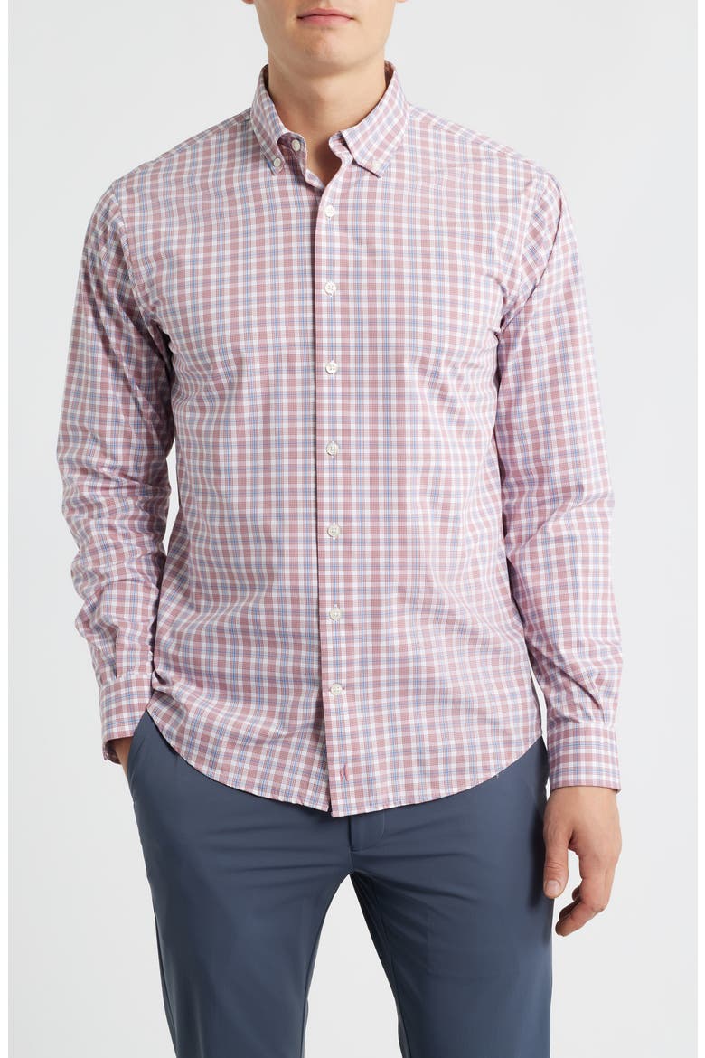 Brantley Plaid Performance Button-Down Shirt, Main, color, MALIBU RED