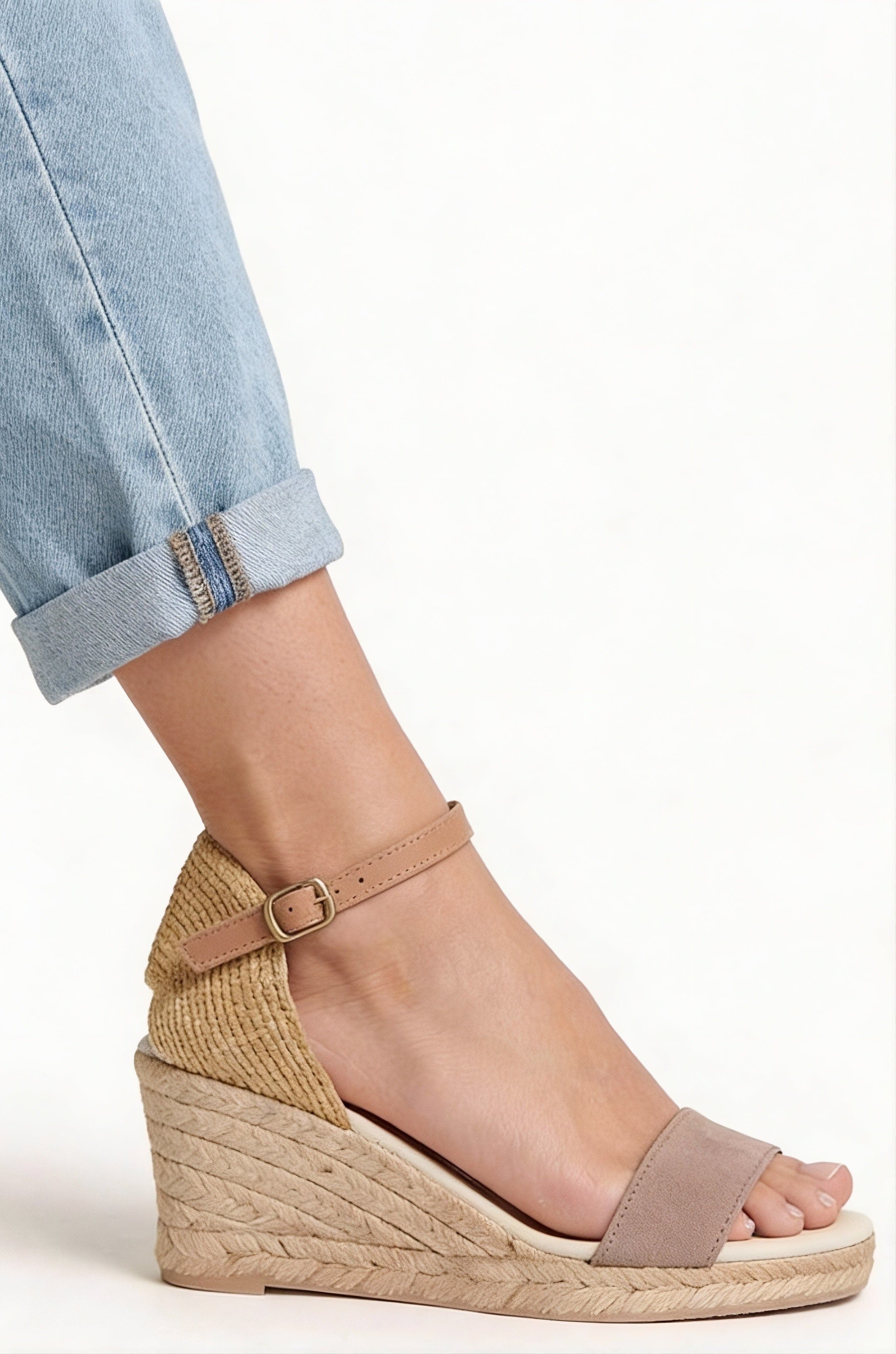 Jimena Single Band Wedges, Alternate, color, Taupe