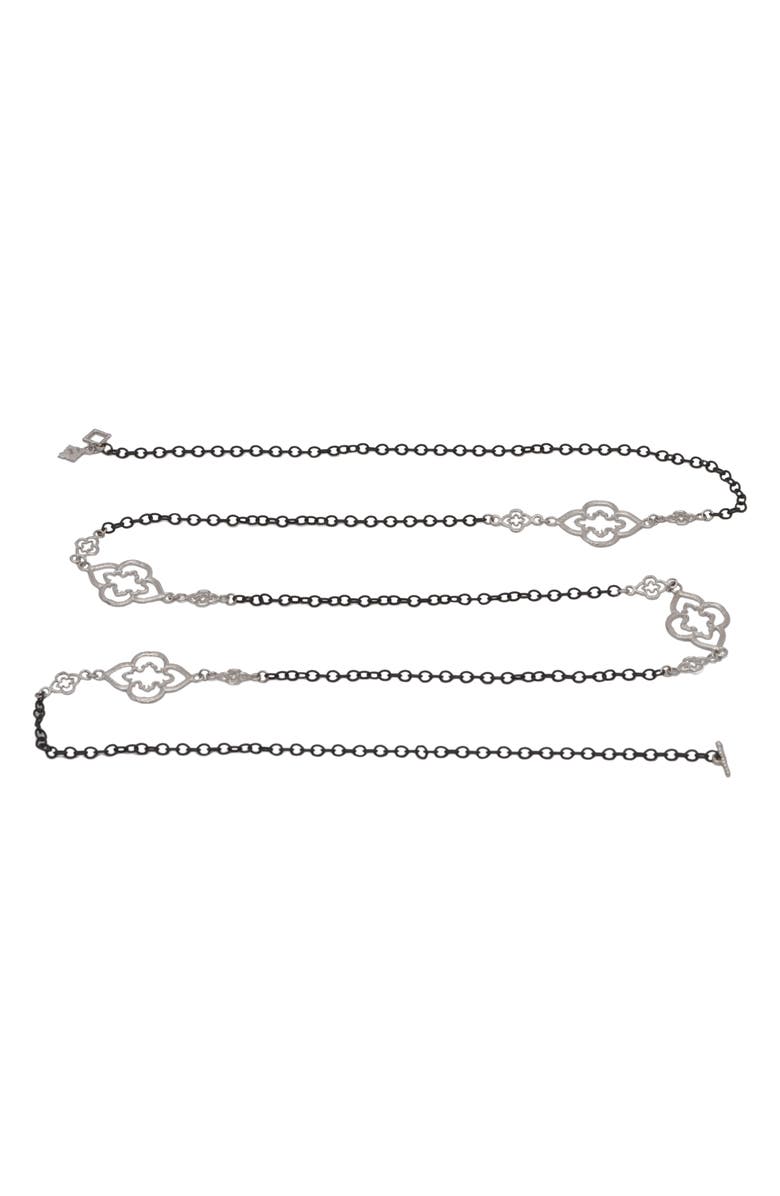 Armenta New World Heraldry Openwork Station Necklace, Alternate, color, Black