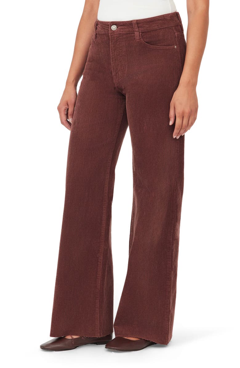 Kensie High Rise Wide Leg Corduroy Pants, Alternate, color, Brown Corduroy
