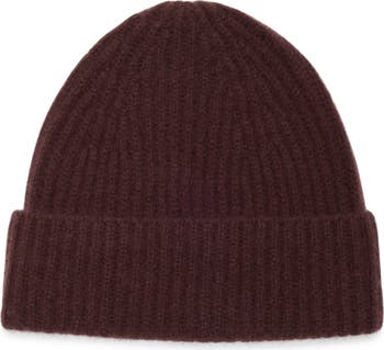 NORDSTROM RACK WOMENS CASHMERE KNIT BEANIE BURGUNDY OS NWT Women main image 3