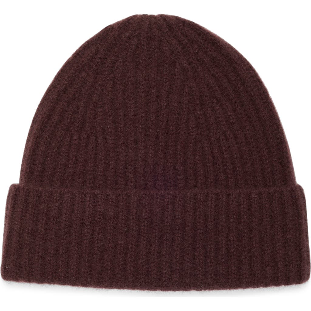 Nordstrom Rack Cashmere Ribbed Beanie In Burgundy